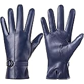 Dsane Womens Winter Leather Gloves Touchscreen Texting Warm Driving Lambskin Gloves for Christmas Gifts