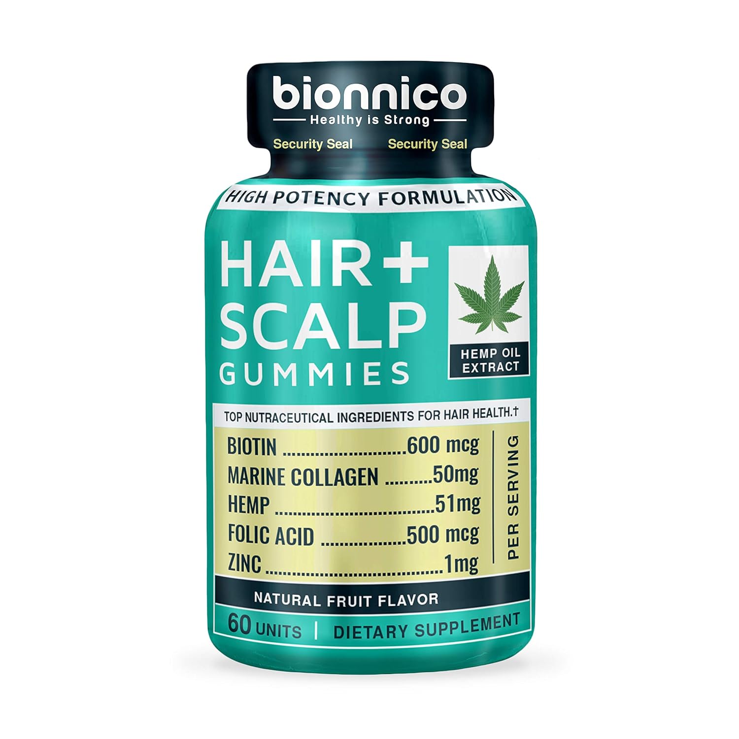 60 Hair Loss Gummies with HempBiotinCollagenZincFolic Acid // Hair