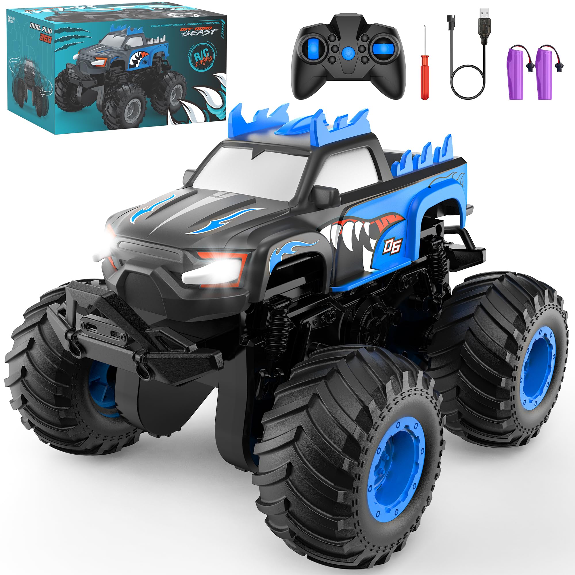 Photo 1 of *NO REMOTE* Remote Control Car, 20km/h All Terrain Monster Tuck Toys with Upright Driving and 360° Rotation, Remote Control Tuck with Auto Demo, 2.4Ghz Rc Car, Monster Trucks for Boys and Girls 3+ 4-7 8-12