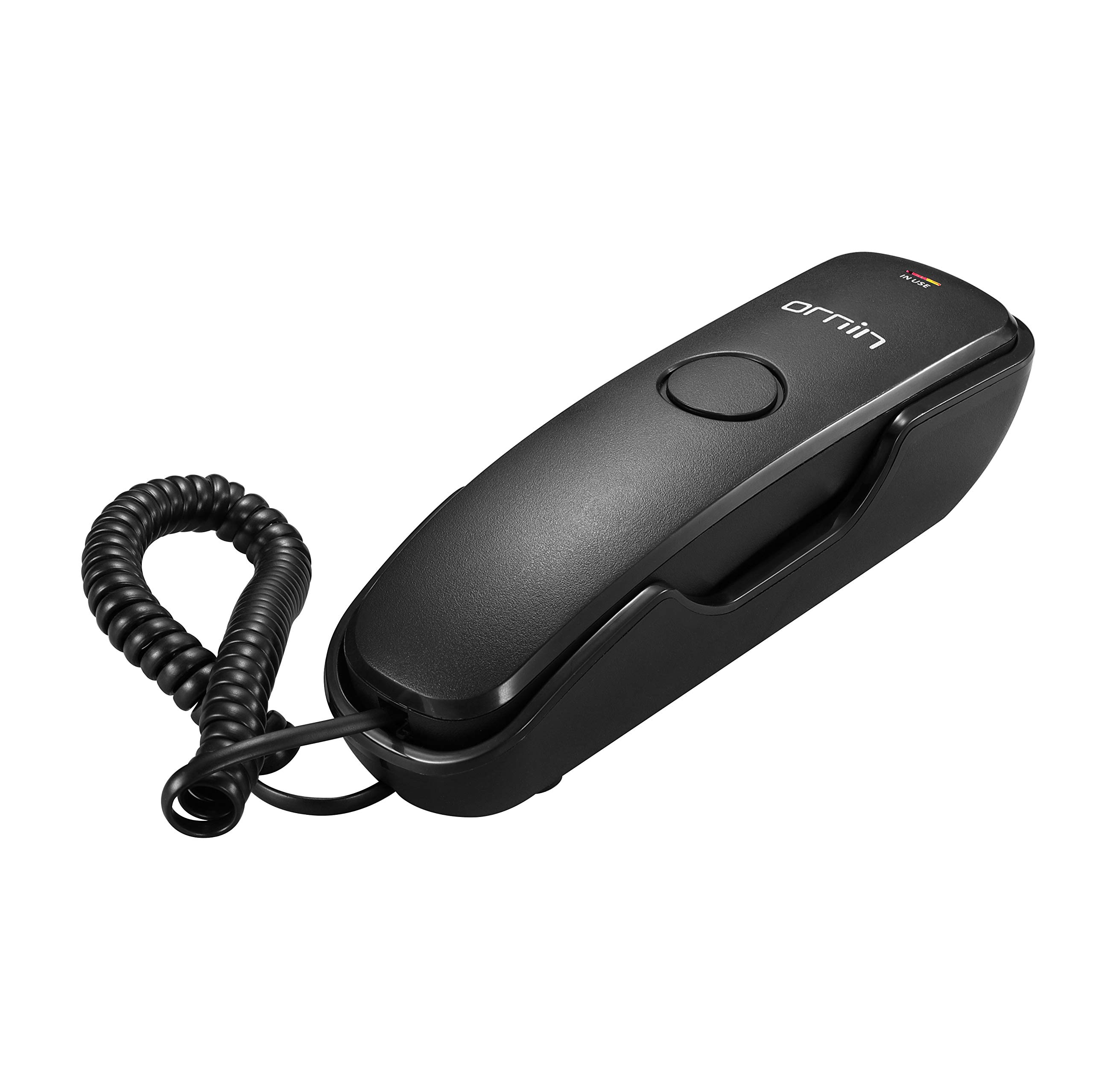 Ornin T102 Trimline Corded Telephone, Wall mountable, Last Number Redial, Mute, M1/M2 One Touch Memory, Ringer Volume Adjustable(Black)-UK Version