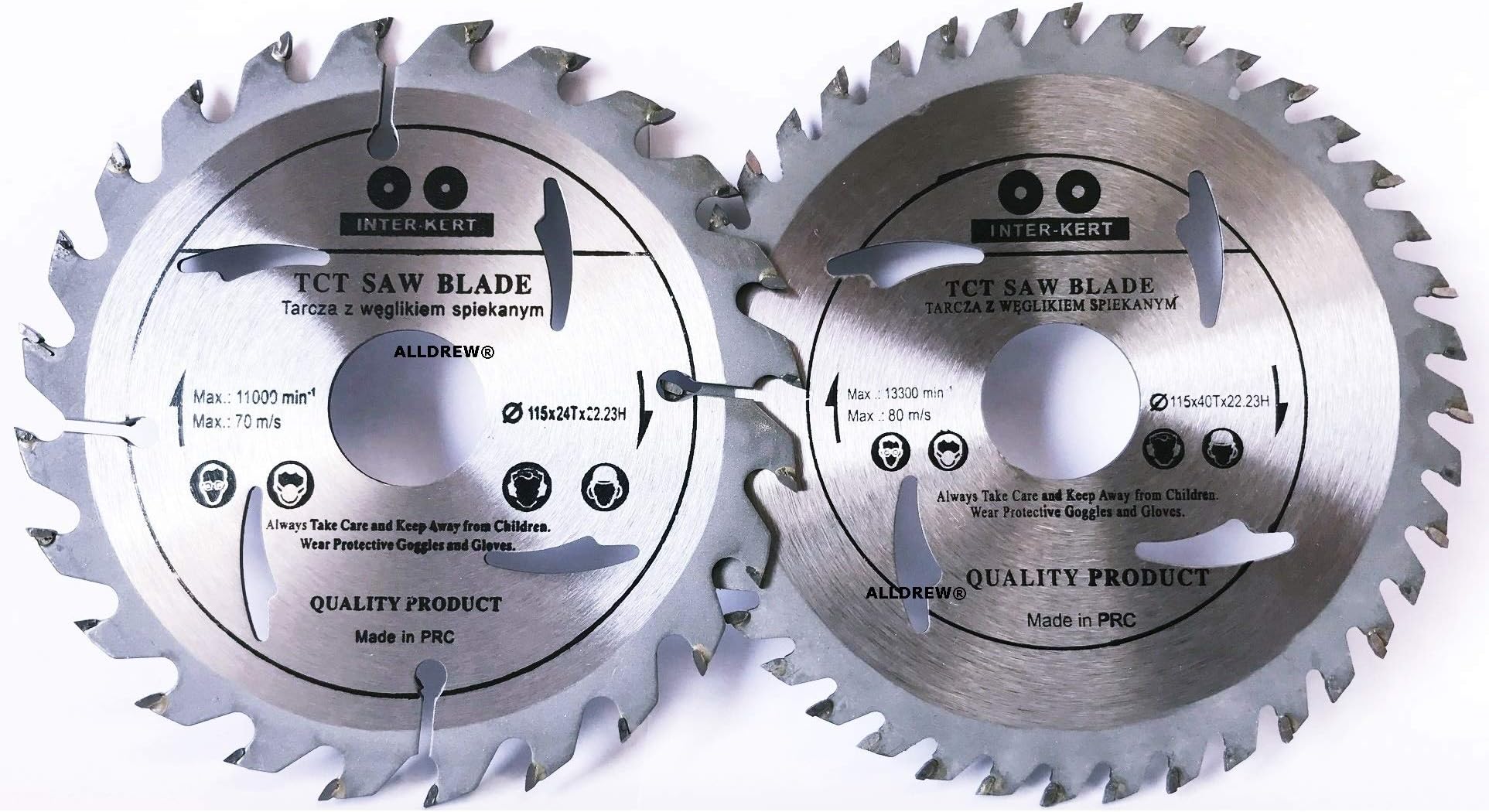 (Set of 2) 115mm x 24 & 40 TCT Quality Wood Cutting Discs to fit with 4.5'' Circular Saw Blade