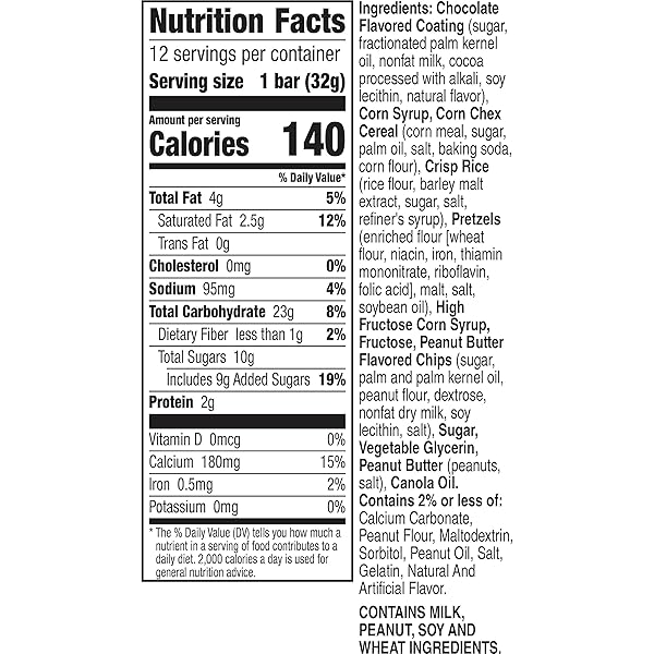 CHEX MIX PEANUT BUTTER CHOCOLATE FLAVORED TREAT BAR, VALUE PACK, 12 BARS, 13.56 OZ