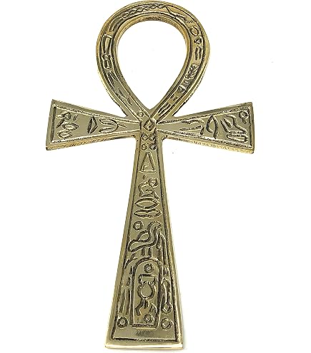Ebros Small Crux Ansata Egyptian Golden Ankh Wall Decor Figurine