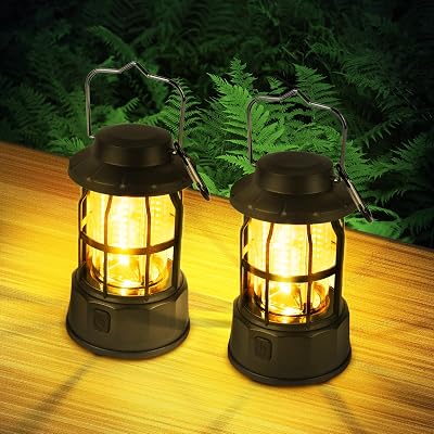 Flintronic Camping Lanterns 2 Pack Retro Battery Powered IPX4 Waterproof