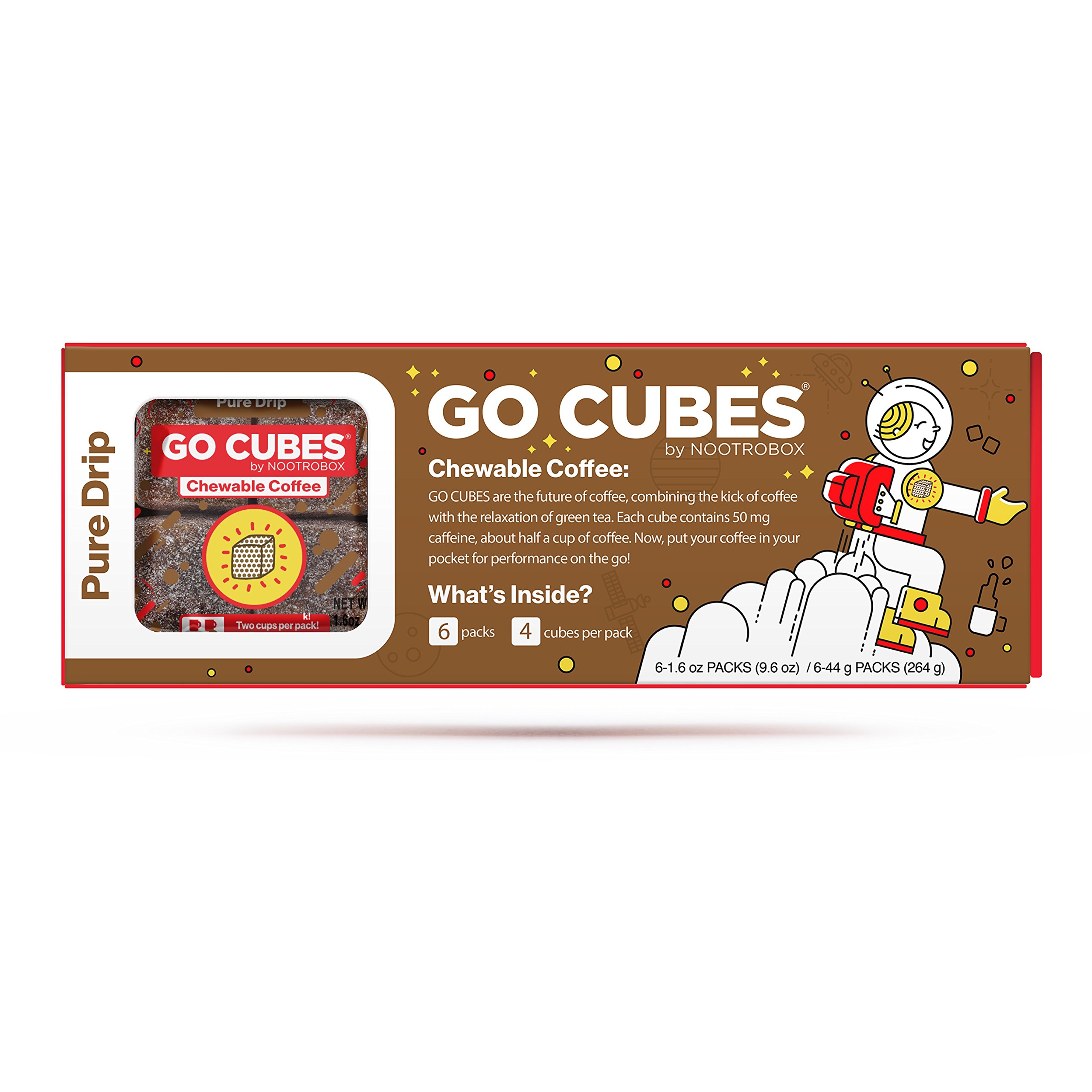GO CUBES Energy Chews, Pure Drip Coffee Flavored, 4Count energy chews