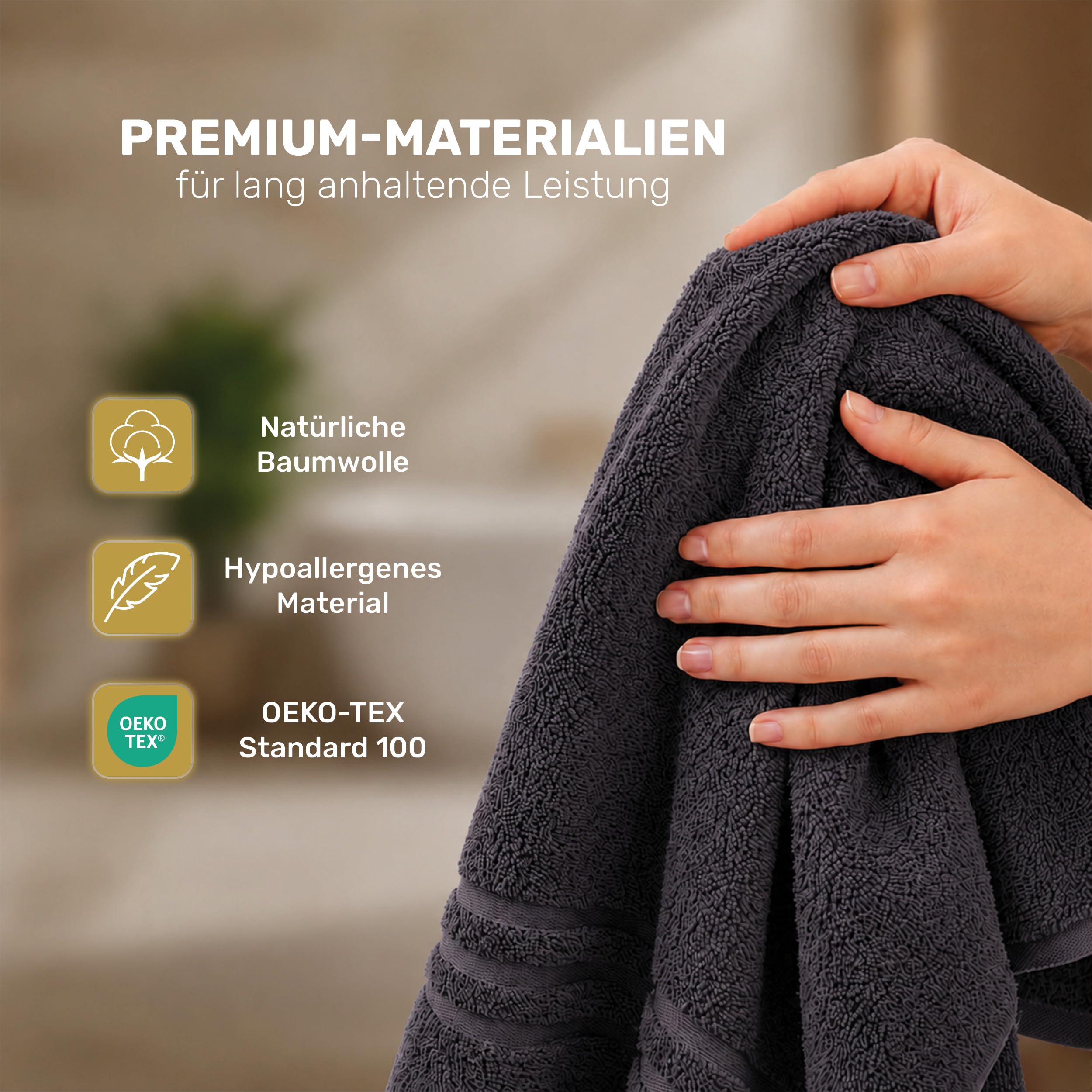 Lavea® 4er Set Handtücher 50x100 cm, Elena Frottiererie, 100% Baumwolle, Saugstark & Weich, Handtücher Set, Waschbar, Trocknergeeignet, Gäste Handtücher, Frottierhandtuch - Anthrazit 3