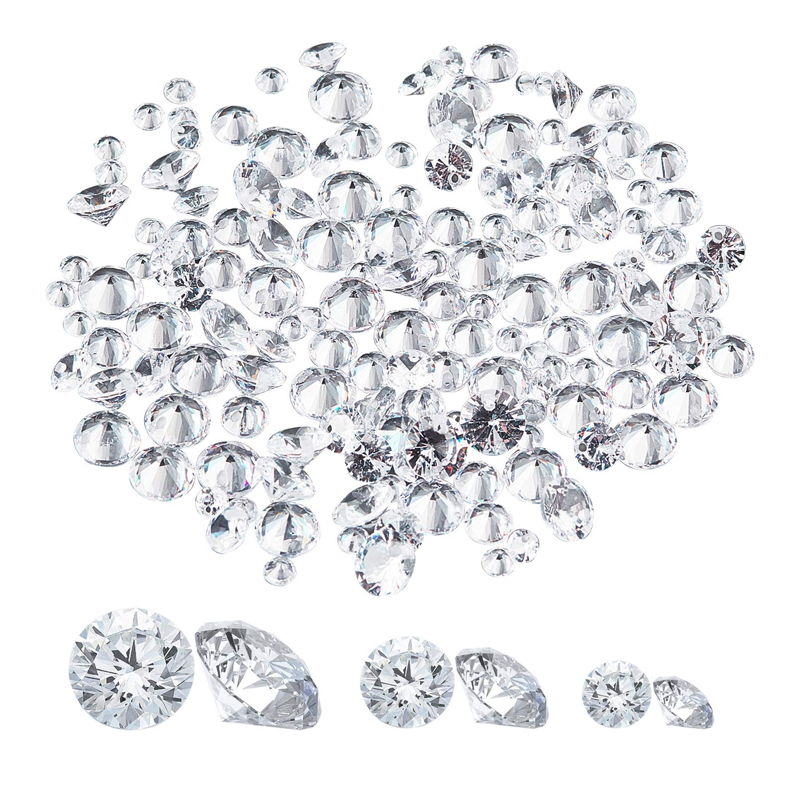 PH PandaHall PandaHall 150pcs Diamond Shape Cubic Zirconia Stone 3 Sizes Small Clear Faceted Loose Beads CZ Stones Pointed Back Cabochons for Earring Bracelet Jewelry Making, 4~8mm, with Predrilled Hole