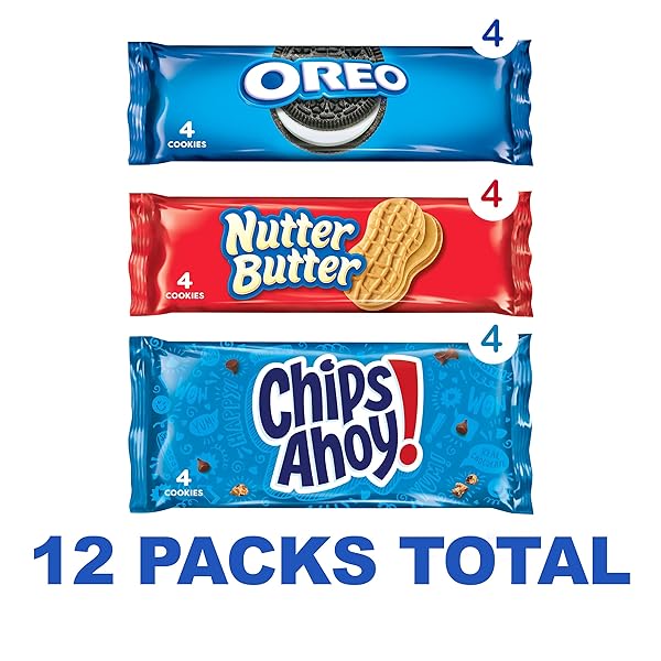 NABISCO COOKIE VARIETY PACK, OREO, NUTTER BUTTER, CHIPS AHOY!, 12 SNACK PACKS (4 COOKIES PER PACK)
