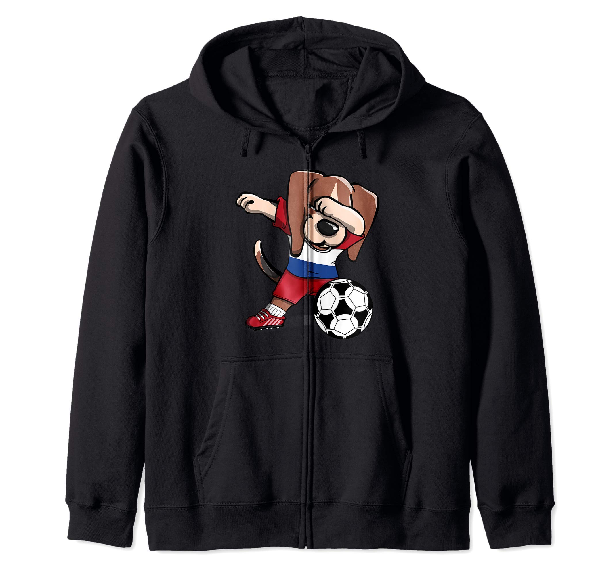 Dabbing Beagle Dog Netherlands Football - Dutch Flag Soccer Zip Hoodie