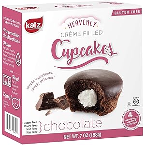 Katz Gluten Free Snacks Chocolate Crème Filled Cupcakes | Dairy Free, Nut Free, Soy Free, Gluten Free | Kosher (1 Pack of 4 Crème Cupcakes, 7 Ounce)