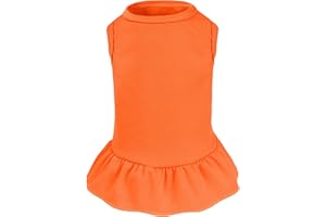 CHOYAXO Dog Dresses Cat Skirt Solid Color Dog Clothes Summer Sleeveless Puppy Girl Clothes for Small Pet Dogs Cats (Orange, Medium)