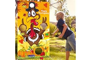 IPARTYCOOL Upgraded, Thanksgiving Games, Fall Festival Games, for Kids Teen, Funny Turkey Toss Game, with 4 Bean Bags, Classic Design, Premium Banner, Accessories, Storage Bag, Friendsgiving Party Decorations