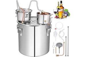 Rengue Alcohol Still 13.2 Gal, 50L Stainless Steel Alcohol Distiller Copper Tube with Thumper Keg, Home Brewing Kit Build-In Thermometer for DIY Whisky Wine Brandy Silver