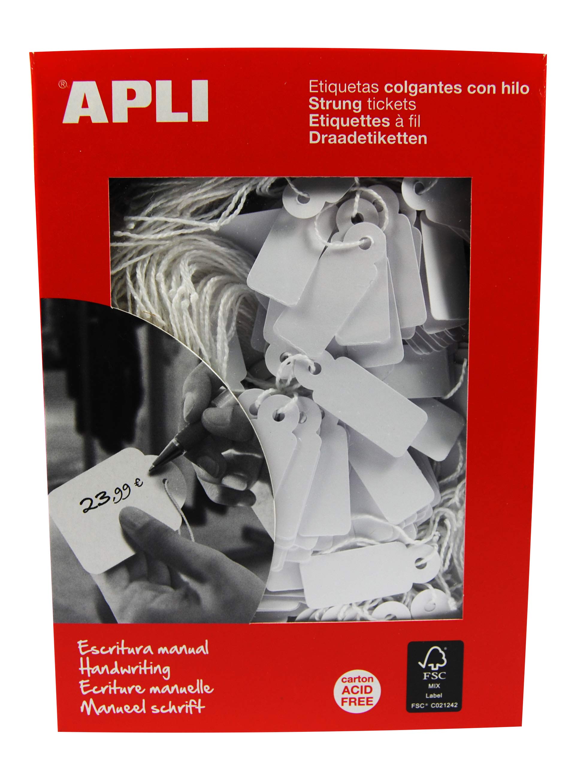APLI 386 – Hanging Tags, White, 13 x 34 mm, 1000 Units