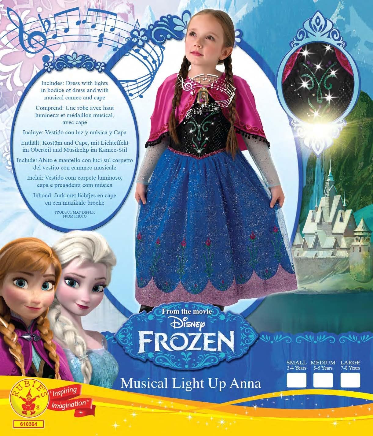 Rubie's Official Disney Frozen Musical and Light Up Anna Children's Costume   Large - BigaMart