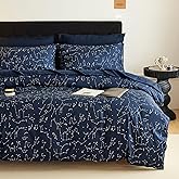 Wake In Cloud - Constellation Duvet Cover Set, Space Witchy Star Celestial Galaxy Astrology for Teen Kids Boys Girls, Soft Lightweight Bedding, 3-Piece, Navy Blue, Full Size