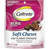 Caltrate Chewables 600 Plus D3 Vitamin D and Calcium Supplement, 60 Count | Chocolate Truffle, Highest Level of Vitamin D3, Maximizes Calcium Absorption to Support Strong Bones and Daily Function