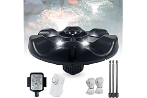 ELELIFE Pond Fountain Aerator,10000 GPH, 8 white LED lights, constant and gradient dual modes, equipped traction rope and time controller. Pond Aerator 4’x10’ for Pond Pool Lake Aquascape Oxygenation