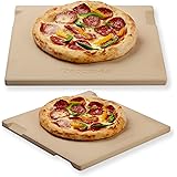 Pizza Stone Baking & Grilling Stone, Perfect for Oven, BBQ and Grill. Innovative Double - faced Built - in 4 Handles Design (