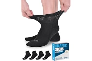 Doctor's Select Diabetic Socks Men and Women - 4 Pairs | 1/4 Diabetic Socks Women | Neuropathy Socks for Men