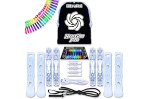 UltraPoi HelixPoi Pro Set - Double Helix Poi Pro w/LED Knob Handles - 40+ Color Modes & Patterns - USB Rechargeable LED Poi Lights w/Soft Durable Cases & Adjustable Leashes - Flow Arts Spinning Toy