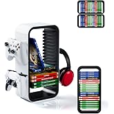 Tideal Universal Games Storage Tower Pro - for Up to 18 Games - with Controller Holder for up to 4 Gamepads - Gaming Accessories for PS5, PS4, PS3, Xbox X/S/One, Switch 1 + 2, Switch OLED, BluRay,