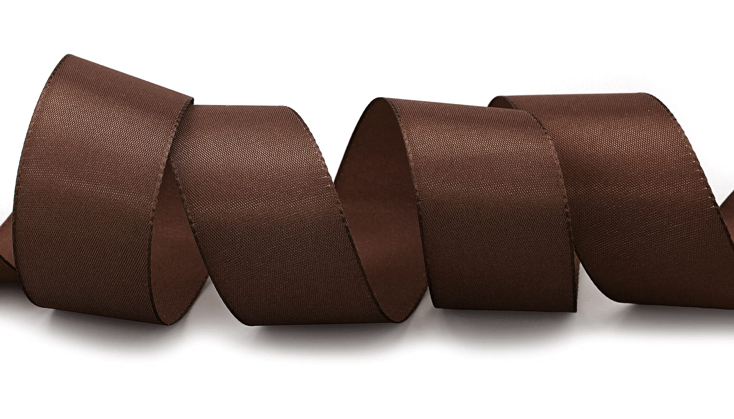finemark 50 m x 40 mm Brown Decorative Ribbon Gift Ribbon Fabric Ribbon Table Decoration Wedding Easter Ribbon Visco Taffeta Card Making Crafts