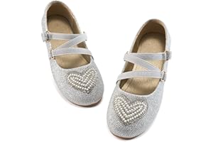 Reimferce Girls Dress Shoes Flats: Little Kid Princess Flat for Birthday Wedding - Toddler Ballerina Shoe for School Walking