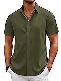 COOFANDY Mens Casual Linen Shirts Short Sleeve