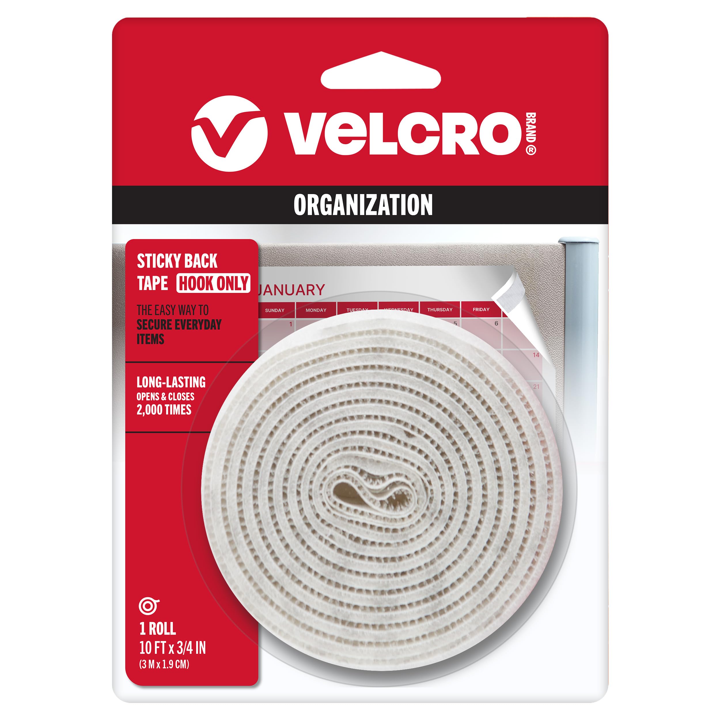 VELCRO Brand - Sticky Back - 10' x 3/4" Tape Hook Only - White