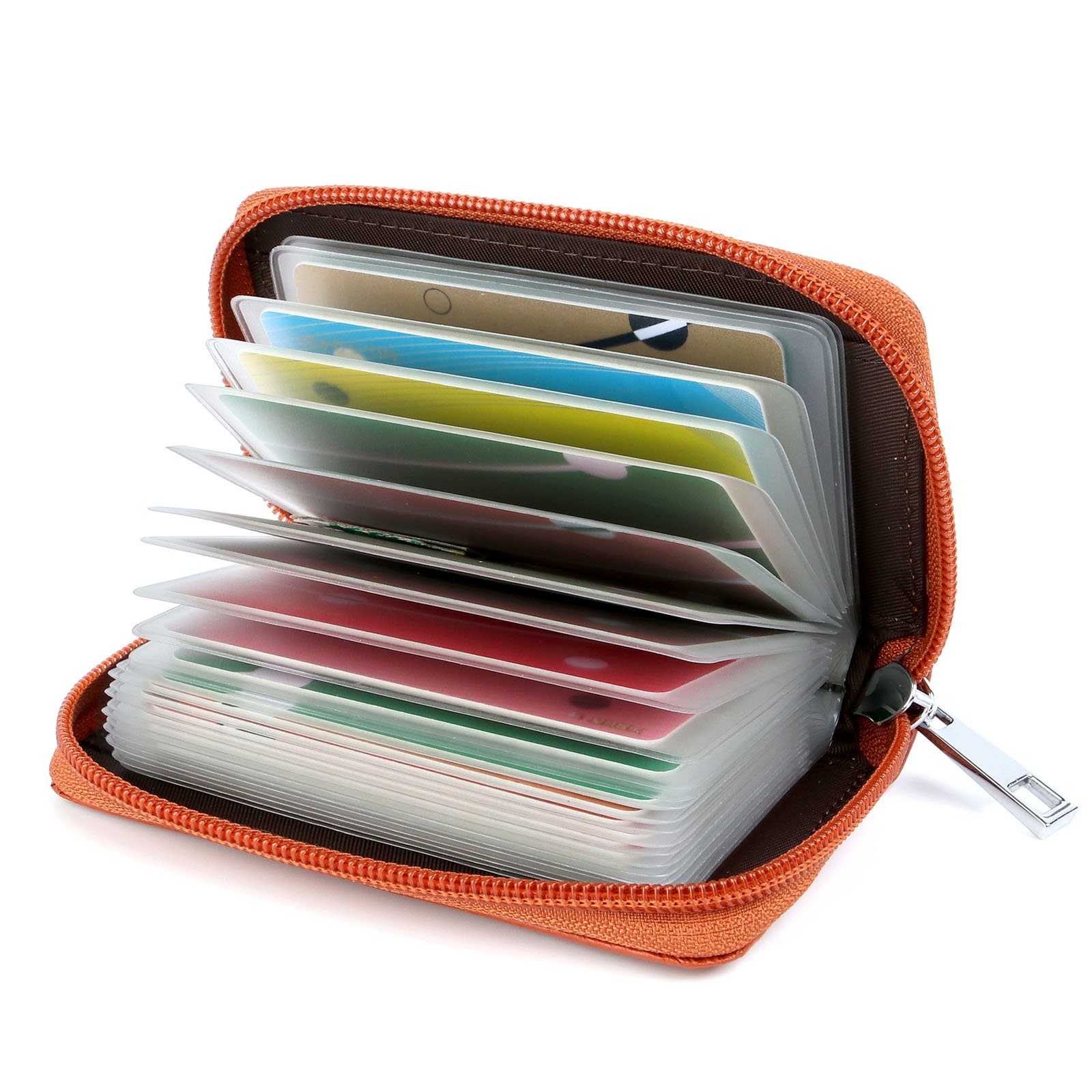 GERIINEER Credit Card Holder Wallets for Women Men Leather 26 Card Slots (Brown)