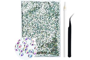 Duflash 18000 Pcs White AB Resin Flatback Rhinestone, 5 mm Jelly Resin Non-hotfix Rhinestones Larger Quantity Wholesale for Crafts DIY Design, Tumblers, Clothes, Makeup, Nail Art(SS 22,0.2 inch)