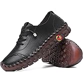 CrazySavage Women's Casual Leather Flats Shoes Comfort Handmade Soft Bottom Slip-on Loafers Breathable Non-Slip Round Toe Fashion Driving Walking Shoes