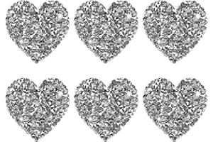 M METERXITY 6-Pack Rhinestone Heart Iron-on Patches 3.5cm Silver Adhesive Appliques Rhinestone Glitters Heart Patches for DIY Crafts/Clothing Repairing/Shoes/Bag/Hat