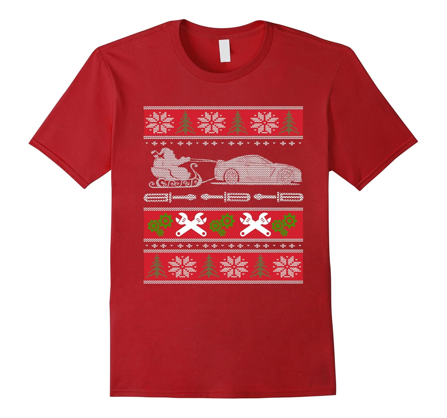 Ugly Christmas Shirt- Santa Riding a Supercar GTR tShirt-Rose