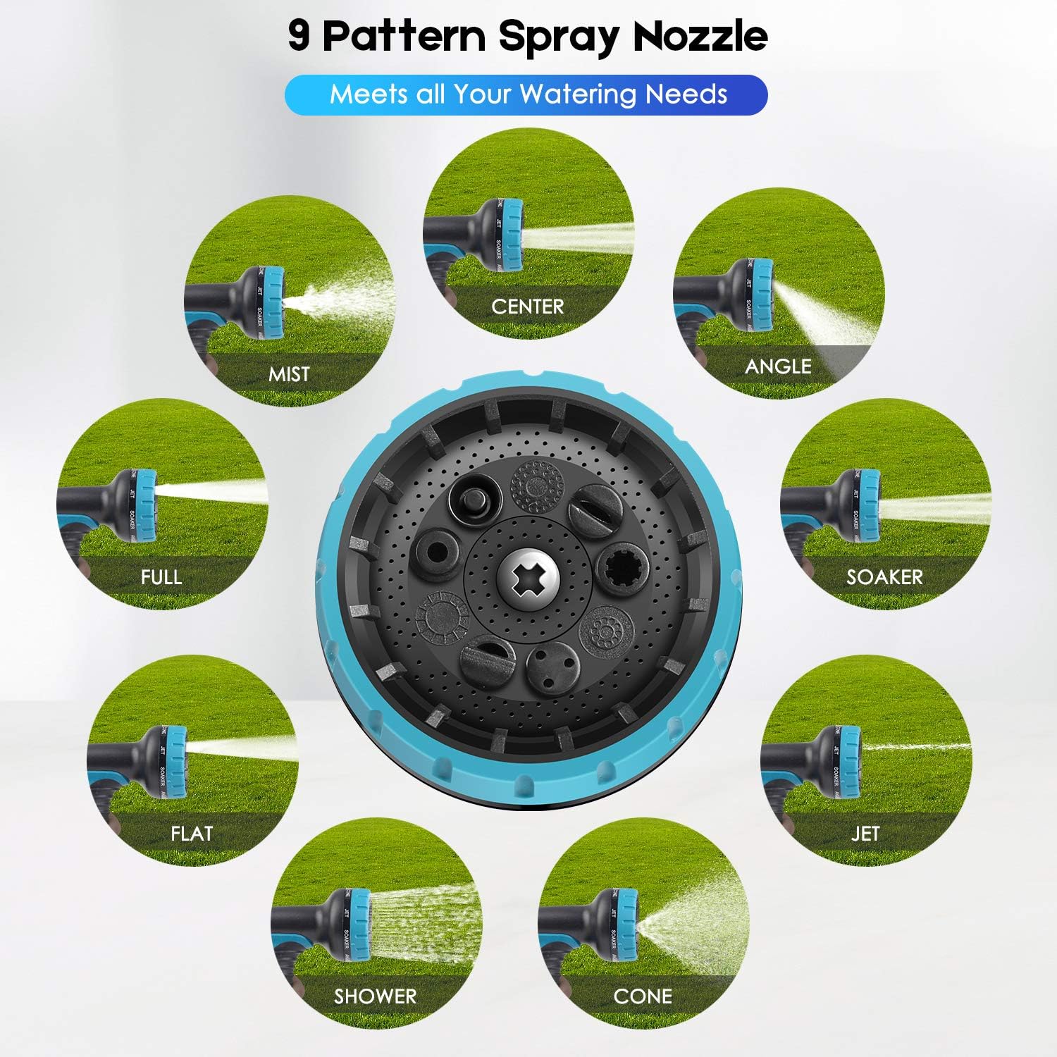 Amayrose Garden Hose Expandable Water Hose with 9 Function Spray Nozzle, Leakproof Expanding Flexible Outdoor Yard Hose with Solid Brass Fittings, Extra Strength 3750D Durable Car Wash Hose Pipe(25ft): Home Improvement