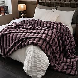 PU MEI Faux Fur Throw Blanket for