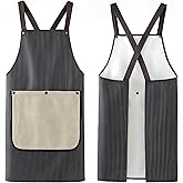 Kitchen Apron with Pockets hand towel for Men and Women – Waterproof Cooking Apron for Home, BBQ, and Baking – No-Tie Cross Back, Durable, Comfortable, Easy to Clean