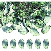 PATIKIL Glass Leaf Beads, 100Pcs Cute Crystal Leaf Charms, Translucent Czech Spacer Beads for DIY Jewelry Making Bracelets Necklace Wind Chimes Suncatchers, Dark Green