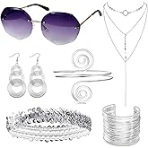 AFSITNIG 6 Piece 70s Disco Accessories for Woman 1970s Disco Costume Accessory Set for Party Halloween Cosplay