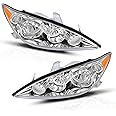 AUTOSAVER88 Headlight Assembly Compatible with 2005-2006 Camry US Built LE & XLE Chrome Housing with Amber Reflector Clear Lens