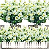 NOV FIRE Artificial Flowers for Outdoor,8 Bundles UV Resistant Fake Flowers Faux Plastic Plants Shrubs for Indoor Outside Home Décor(White)