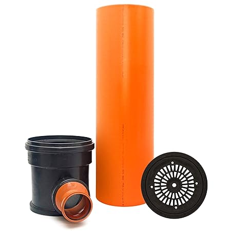 KG Kontrollschacht Revisionsschacht Abwasserschacht Schacht DN315 / 2 x DN110, Rohr, Deckel rund Regen, Komplett SET