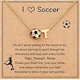 AULSIEY Initial A-Z Soccer Necklace for Girls Teens Women, Soccer Stuff Favors Christmas Birthday Jewelry for Her Lovers 17+2 Inches