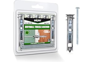 UNVERT Self Drilling Ez Drywall Toggle Anchor Kit, Heavy Duty #8 Anchor with Screws - Easy Wall Ancors for Hanging and Mounting - Holds Up to 100 Lb. (5 Pack)