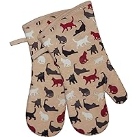 RED LMLDETA Oven Mitts Gloves 1 Pair Heat Resistant 480 ℉ Non Slip Clear Silicone Printed Comfortable Cotton Lining…