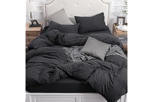 PURE ERA Jersey Knit Duvet Cover Set 100% T-Shirt Cotton Super Soft Comfy 3pc Bedding Set with Zipper Closure (Heather Charcoal Grey, Queen)
