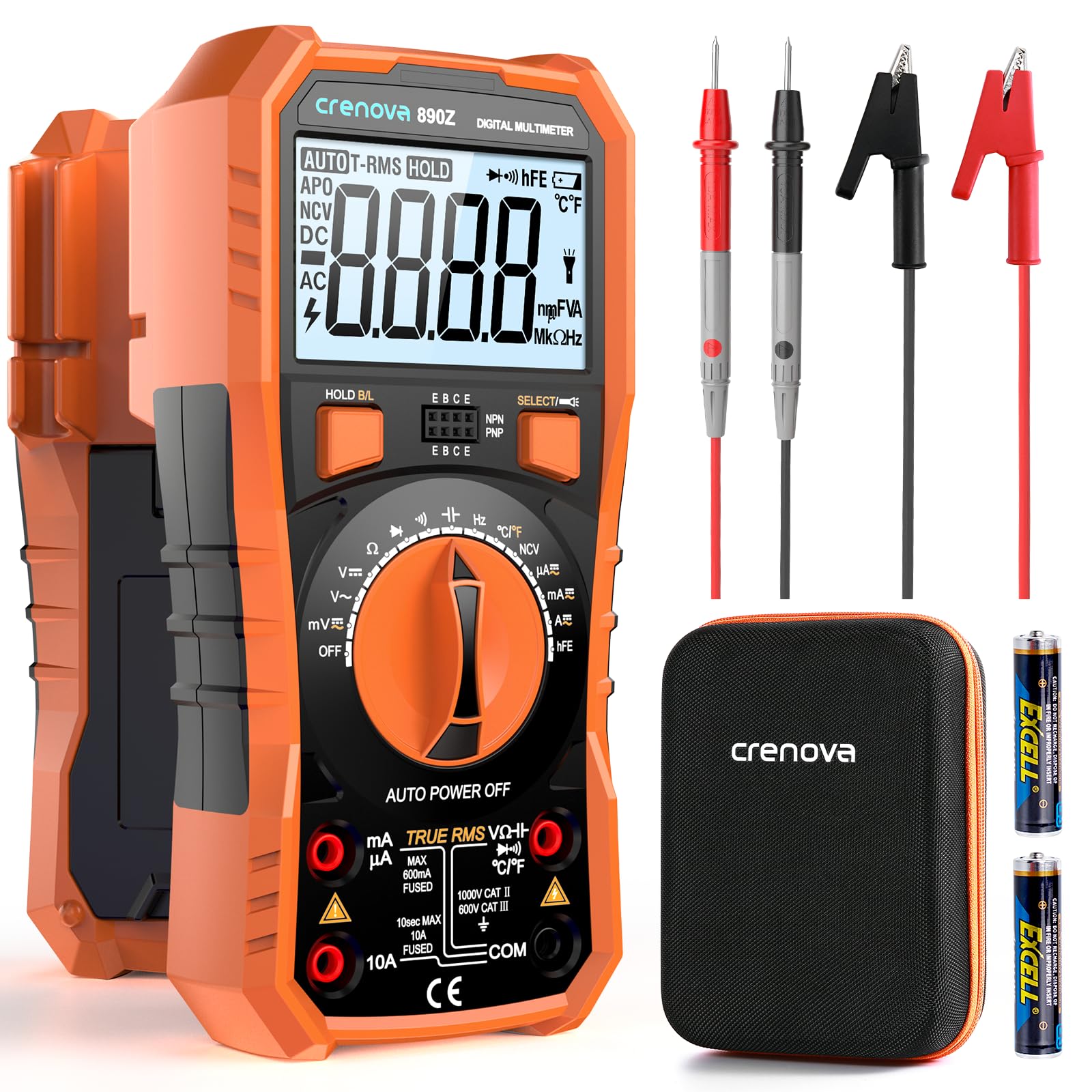 Crenova 890Z Digital Multimeter, 6000 Counts TRMS