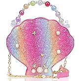LSSAGOON Shells Little Girl Crossbody Purse for Toddler,Shoulder Handbag,Pearl Princess Clutch Bag,Gifts for Birthday Xmas.