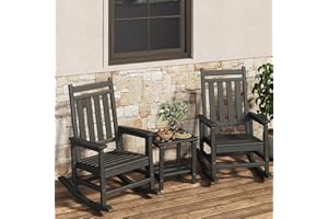 HDPE Rocking Chair Outdoor- Poly High Back Porch Rocker Chairs for Adults - All Weather Resistant Furniture for Patio Front P